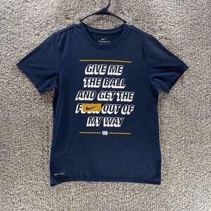 Nike Shirt Mens Medium Blue Get Out Of My Way Logo Short Sleeve Casual Swoosh